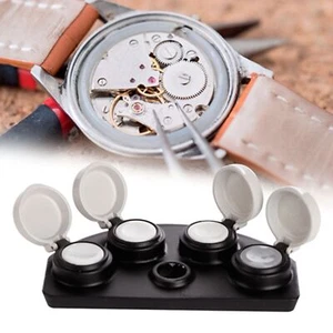 4 tazas con cubierta reloj inmersión en aceite engrasador soporte reloj herramientas de reparación para relojero NUEVO - Imagen 1 de 12