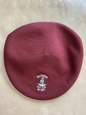 KANGOL SIZE SMALL #504 NEWSPAPER BOY HAT MAROON  BALLYBUNION GOLF CLUB - Image 1 of 4