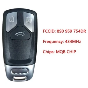 telecomando chiave + chip mqb keyless 3 tasti per audi A3 q2 q3 a5 q8 tt a4 a6 - Foto 1 di 6
