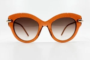 Pomellato Sunglasses Cateye Womens Sunglasses Gold Brown PM0022S 49 23 12201 - Picture 1 of 7