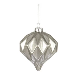 AFFARI Christbaum Glaskugel ANDROMEDA 4 Stück im Set  8x9 cm silber - Bild 1 von 1