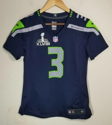 Camiseta para mujer Nike On Field Seattle Seahawks Super Bowl XLVIII Wilson #3 pequeña Foto 1 de 4