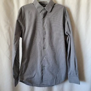 Apt. 9 kleine Herren Oberhemd grau weiß gestreift Button Down Kragen Langarm - Bild 1 von 7