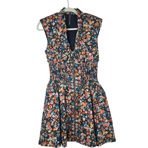Mini Vestido Anthropologie Tommie Mangas Gorra Cremallera Frontal Pequeño Calado Floral Boho - Imagen 1 de 7