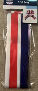4th of July Patriotic Pull Bows Set of 2 Red White Blue Large New - Picture 1 of 3