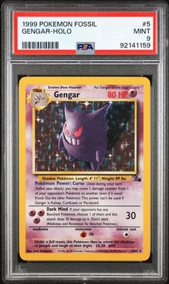 PSA 9 MINT Gengar Fossil Holo 1999 WOTC Pokemon 5/62 - Image 1 of 2