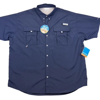 Columbia Bahama II Shirt Mens 2XL Navy Short Sleeve PFG Fishing Omni Shade Hike - Image 1 of 4