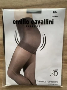 Emilio Cavallini Sheer 3D Control Top Italy Tights Small Medium Espresso 30 Den - Picture 1 of 9