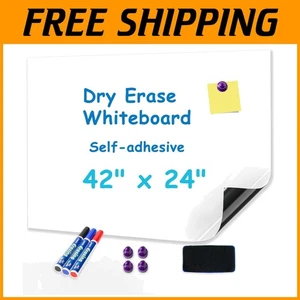 Self Adhesive White Board Sticker 42"x24" for Home Office - Picture 1 of 8