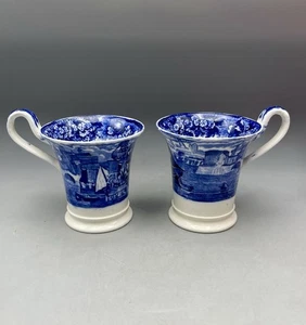 Tazas de transferencia Early Wedgwood Ferrara azul oscuro - Imagen 1 de 11