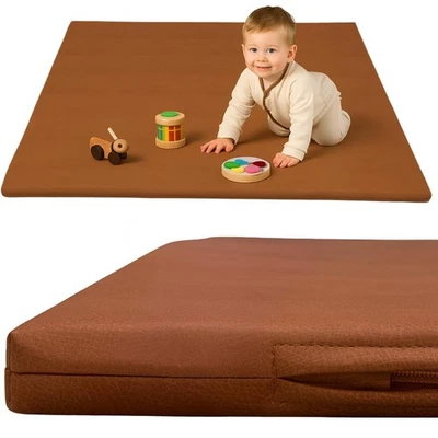 Alfombra de juego acolchada de cuero vegano grande premium de 1,4 pulgadas de grosor para bebé - suave, cushi... Foto 1 de 4
