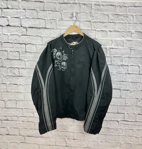Vintage Harley Davidson All Over Skull Printed Racing Jacket Size XXL Rare Biker - Picture 1 of 7
