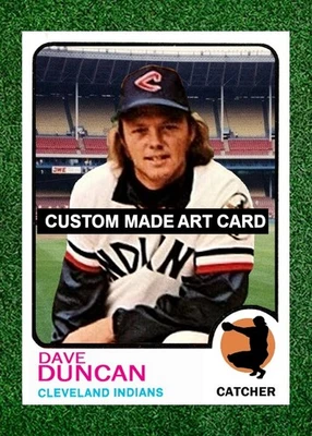 Dave Duncan Cleveland Indians 1973 Style Custom Baseball Art Card - Image 1 of 2