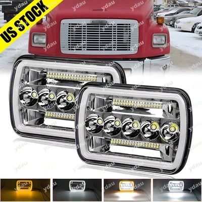 For Freightliner MT-35 MT-45 MT-55 Stepvan Pair 5x7" LED Headlights Hi/Lo Beam - Image 1 of 4