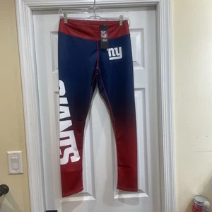 New York Giants NFL Leggings  NWT Women Medium Red Blue Spell Out Logo Active - Picture 1 of 7