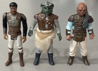 Lote De 3 Kenner 1983 ROTJ De Colección Star Wars Lando Skiff Klaatu Weequay Foto 1 de 4