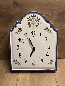 VTG Williams Sonoma Hand Painted Porcelain Wall Clock Italy Works - Picture 1 of 5