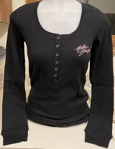 NUEVA Harley Davidson Pink Label Activewear Waffle Térmica Henley Camisa 99189-11VW - Imagen 1 de 5