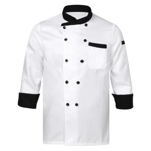 Hombre Mujer Manga Corta Chef Chaqueta Abrigo Cocina Uniforme de Cocina - Imagen 1 de 5