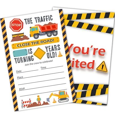 Convites de festa de aniversário de construção para meninos convites de aniversário tema caminhão... - Imagem 1 de 4