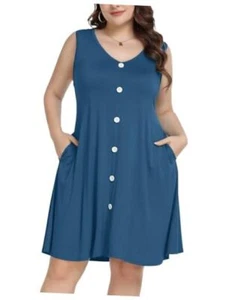 Women's Casual Dresses Tshirt Dresses Plus Size Summer 3X Steelblue-new - Picture 1 of 7