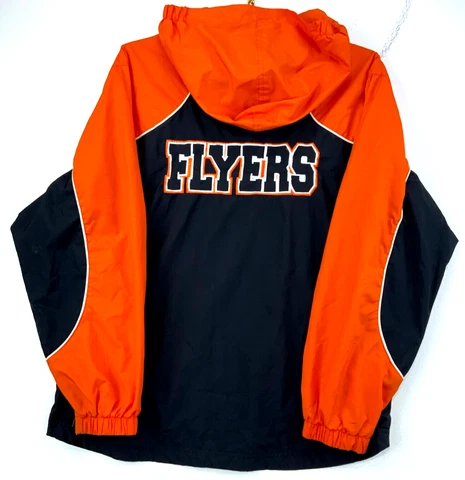 Vintage Philadelphia Flyers Full Zip Windbreaker Jacket Size Large Orange Nhl Cover