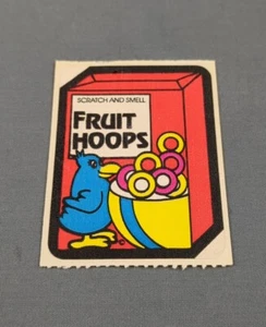 Vintage 80s scratch & sniff sticker Mello Smello Scented FRUIT HOOPS CEREAL - Picture 1 of 2
