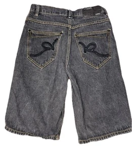 Rockawear Denim Shorts Sz 12 Y Faded Black Color Short Length VTG Y2K Grunge - Picture 1 of 11