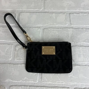 Michael Kors Wristlet Wallet Signature Black Patent Leather Gold Zipper Small MK - Bild 1 von 14