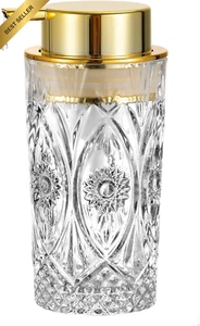 Glass Soap Dispenser Gold Pump Bathroom Kitchen Decor Clear - Picture 1 of 12