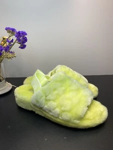 UGG Womens Fluff Yeah Slide Poppy Sandals Pollen Green Size 8 1118459 - Picture 1 of 9