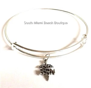 RN Caduceus Nursing Charm Bracelet Nurse Graduation Gift Adjustable USA Seller - Picture 1 of 7