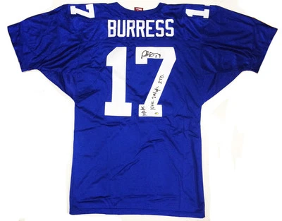 Plaxico Burress Signed Inscribed 10 Rec. 204 Yds 2 TD 10/2/05 Giants Jersey GTSM - Image 1 of 4