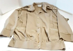 Vintage Regal Blouse 3/4 Sleeve Tan With Gold Applique - Picture 1 of 10