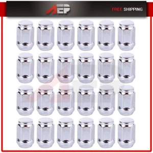 24 Cone 60 Degree 1/2-20 Width 22.7mm Chrome Lug Nuts Fits Dodge Durango Dakota - Picture 1 of 8