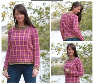 Knitting Pattern copy ladies tartan / plaid sweater Xmas? sport yarn 36_45" 291F - Picture 1 of 4
