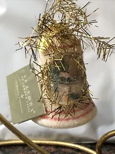 Campana de Navidad de vidrio soplado SCF Seasons Of Cannon Falls con escena de invierno ��NUEVA - Imagen 1 de 7