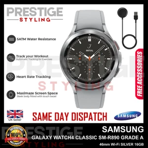 Samsung Galaxy Watch4 SM-R890 46mm Fitness Smart Watch LTE SILVER GRADE A+CHARGR - Picture 1 of 4