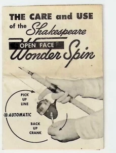 Shakespeare Open FaceWonder Spin Fishing Reel Care And Use Guide Parts List - Picture 1 of 2