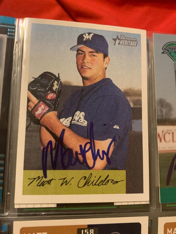 MATT CHILDERS AUTOGRAPHED SIGNED 2002 BOWMAN HERITAGE CARD COA - Image 1 of 1