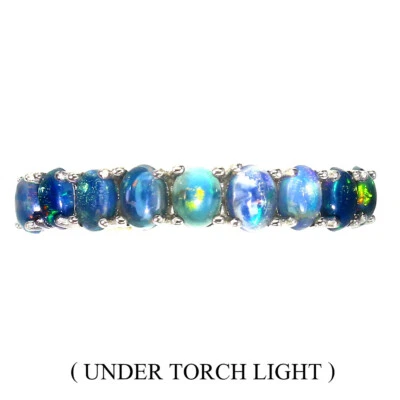 925 Sterling Silver Ring Oval Black Opal Gemstone Jewelry Size 7 - Image 1 of 4