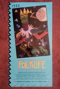 PÓSTER arte Margi Beyers 1990 NORTHWEST FOLKLIFE FESTIVAL Seattle Center 18"X 36" - Imagen 1 de 9