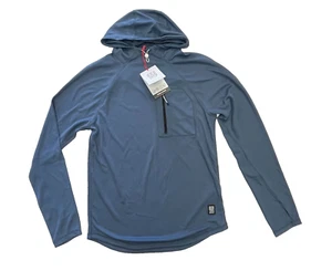 $99 Topo Design River Hoodie NWT Size S, L, XL, XXL Moisture Wicking Men's Blue - Picture 1 of 8