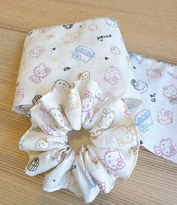 10 yds line drawing kitty narrow cotton gauze fabric - Image 1 of 4