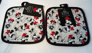 Juego de 2 - Porta Ollas Disney Minney Mouse Nuevo con Etiquetas Negro Gris Blanco Rojo Dibujos Animados - Imagen 1 de 2
