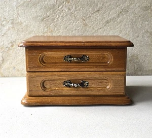 VTG Jewellery Box Queensland Maple Fully Fitted - Mirror Lift Up Lid + Drawer - Picture 1 of 10