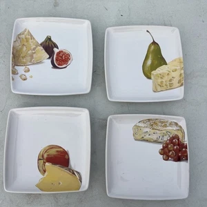 Set of 4 Square Cheese and Fruit Plates The Cellar - Picture 1 of 2