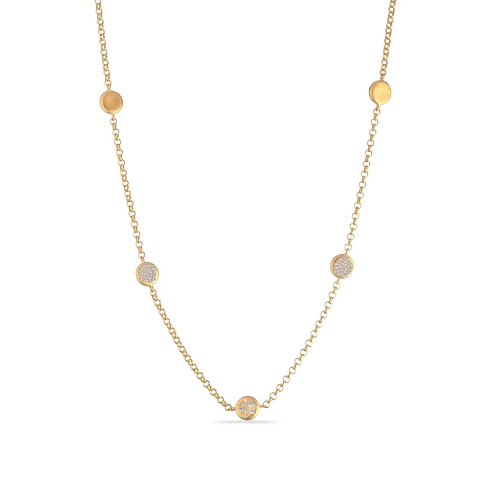 Sogni Collana elementi in argento dorato satinato con zirconi bianchi - Immagine 1 di 1