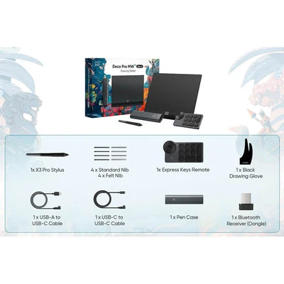 XPPen Wireless Drawing Tablet Deco Pro LW 2nd 11 Inch Bluetooth Computer Pad - Image 1 of 4