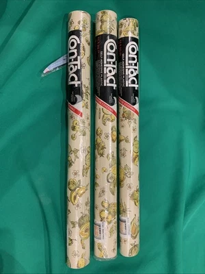 Papel de contacto de frutas autoadhesivo vintage de los años 80 3 rollos nuevo stock antiguo sellado Foto 1 de 4